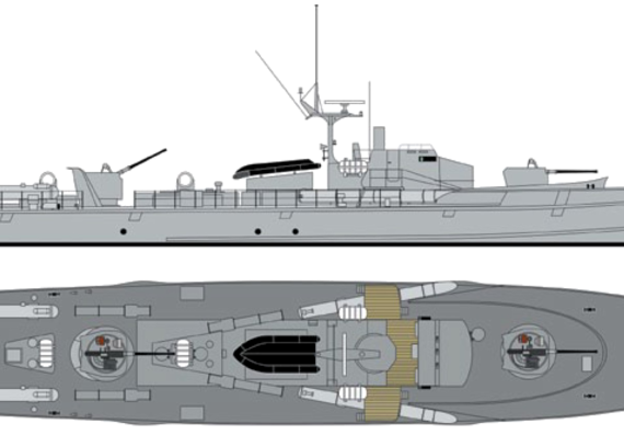 Корабль FGS Kormoran P6077 1975 [Fast Attack Boat] - чертежи, габариты, рисунки